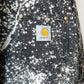 PORTLAND - Vintage 80s Carhartt Acid Washed Blanket Lined Chore Coat - Charcoal Gray, White - Unisex Small/Medium