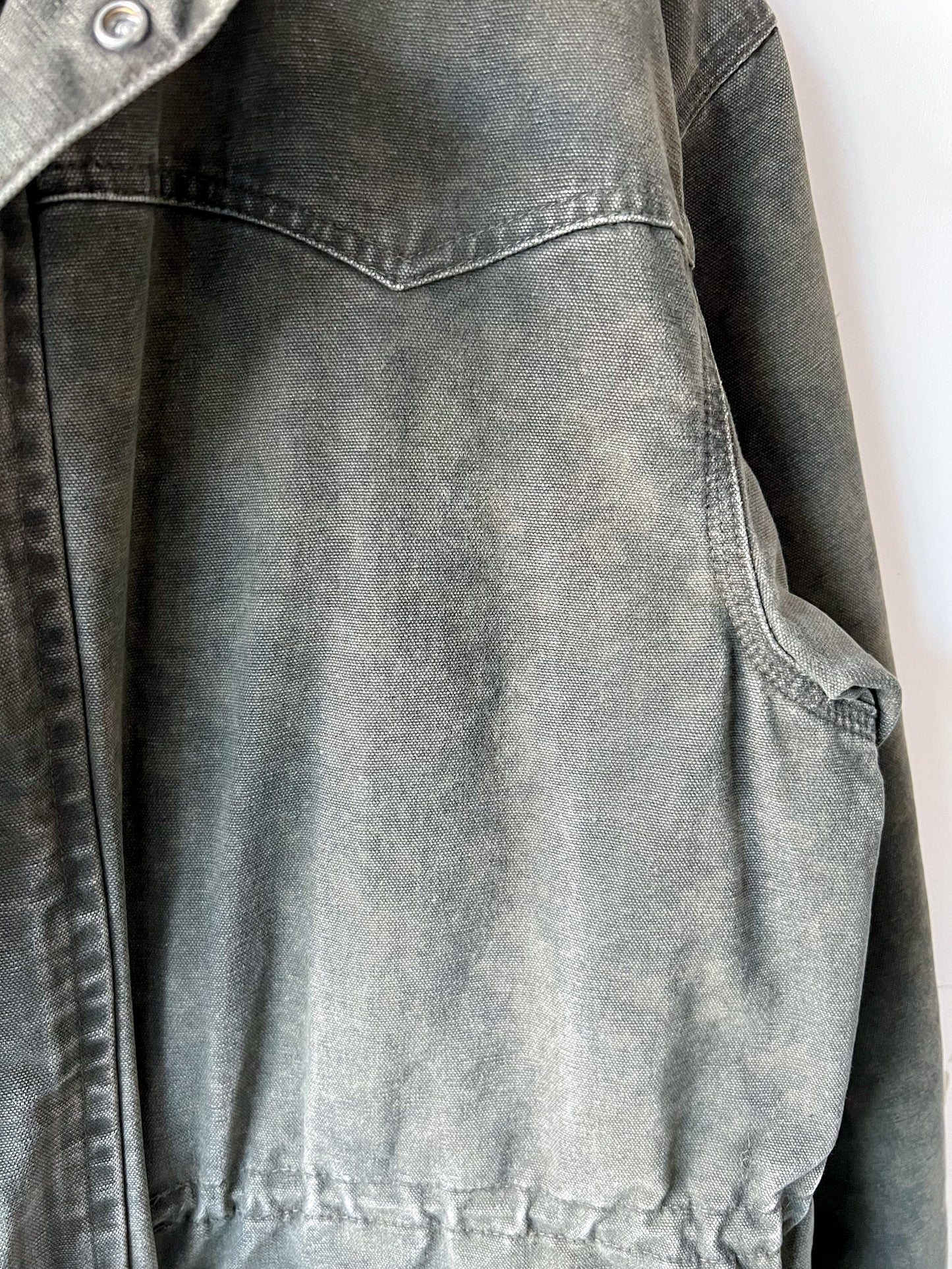 WACO - Vintage Y2K Carhartt Acid Washed Blanket Lined Barn Coat - Olive Green, Charcoal Gray - Unisex Medium