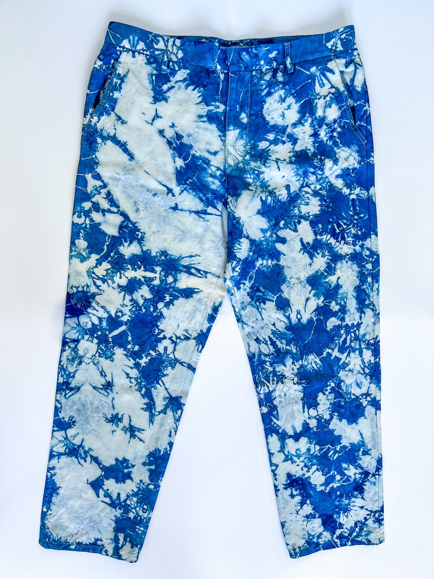 Indigo Dyed Vince Recycled Cotton Linen Dress Pants