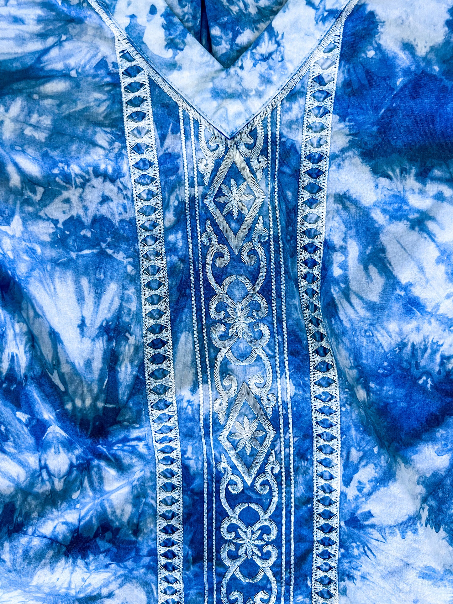 Indigo Dyed Embroidered Kaftan Shirt